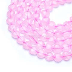Rose Quartz Smooth Puffy Hearts, Approx 8-12mm, 38cm/strand