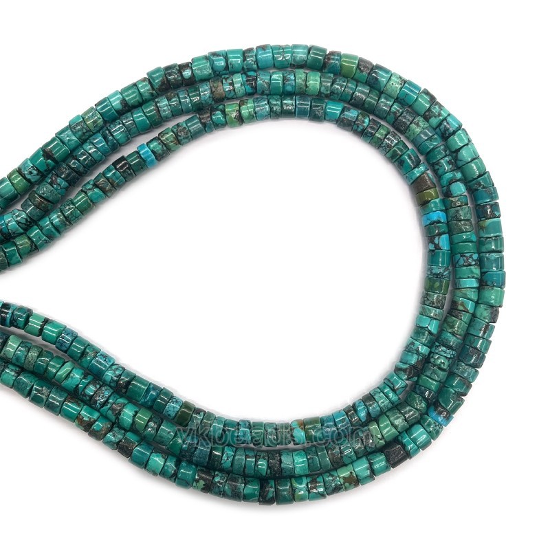 Natural Hubei Turquoise Heishi Spacer, Flat Round/Disc, Approx 3x5-6mm, 38-40cm/strand
