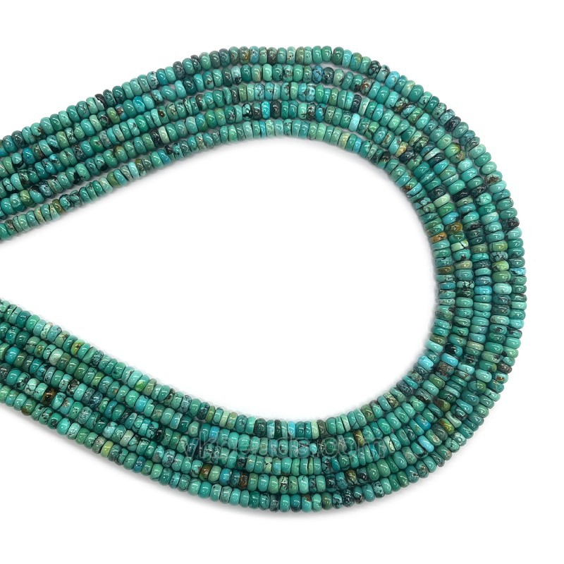 Natural Black&Blue Hubei Turquoise Irregualr Smooth Rondelles, Approx 2x4mm, 38-40cm/strand