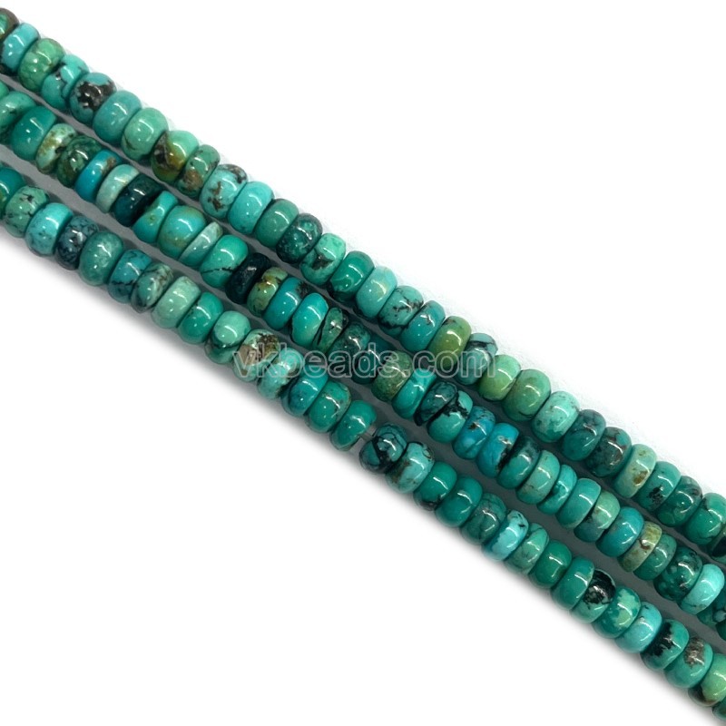 Natural Black&Blue Hubei Turquoise Irregualr Smooth Rondelles, Approx 2x4mm, 38-40cm/strand