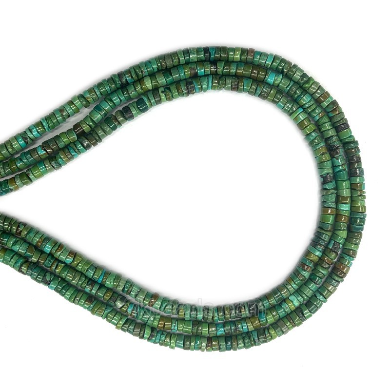 Natural Green Hubei Turquoise Heishi Spacer, Approx 3x5-6mm, 38-40cm/strand