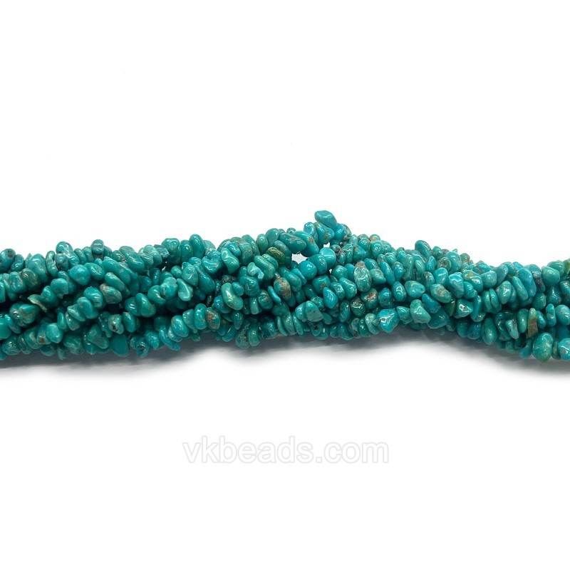 Natural Blue Hubei Turquoise Chips, Approx 3-6mm, 38-40cm/strand