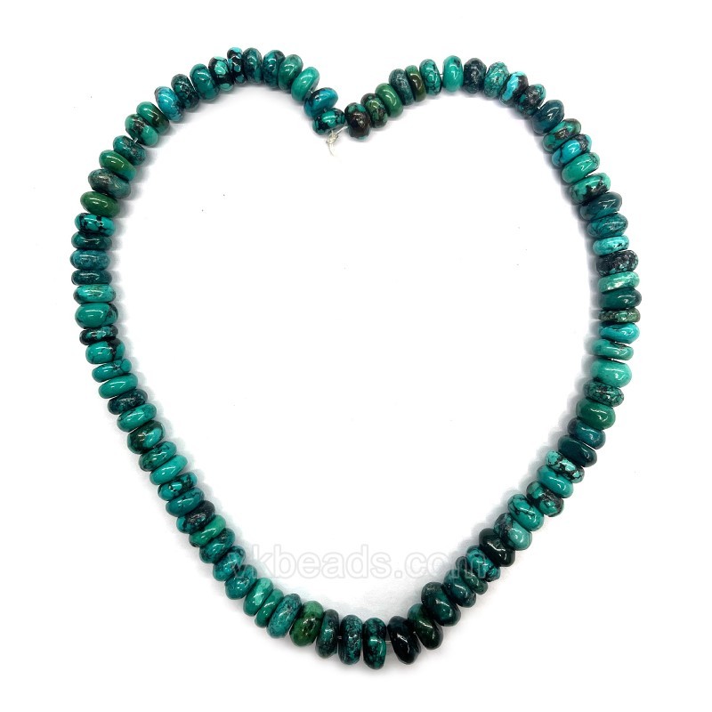 Natural Black&Blue Hubei Turquoise Graduated Smooth Rondelles, Approx 7-11mm, 38-40cm/strand
