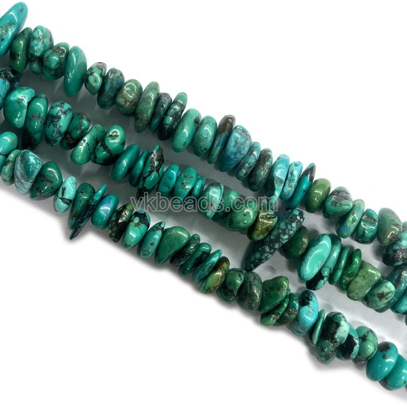 Natural Green Hubei Turquoise Chips, Approx 8-12mm, 38-40cm/strand