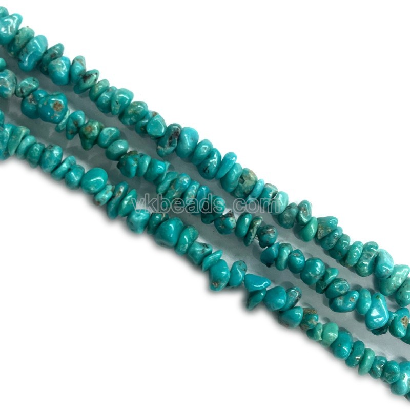 Natural Blue Hubei Turquoise Chips, Approx 3-6mm, 38-40cm/strand