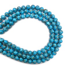 Dyed Magnesite Turquoise Casting Copper Powder, Approx 6-10mm, 38cm/strand