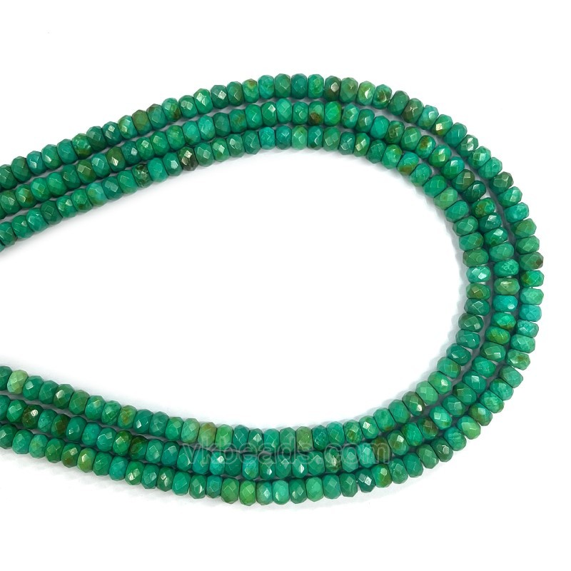 Dyed Green Magnesite Turquoise Faceted Rondelles, Approx 4x6-5x8mm, 38cm/strand