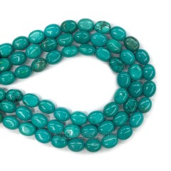 Dyed Blue Green Magnesite Turquoise Smooth Oval, Approx 8x10-15x18mm, 38cm/strand