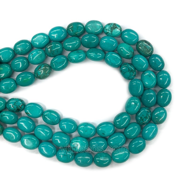 Dyed Blue Green Magnesite Turquoise Smooth Oval, Approx 8x10-15x18mm, 38cm/strand