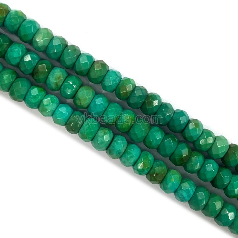 Dyed Green Magnesite Turquoise Faceted Rondelles, Approx 4x6-5x8mm, 38cm/strand