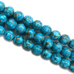 Dyed Magnesite Turquoise Casting Copper Powder, Approx 6-10mm, 38cm/strand