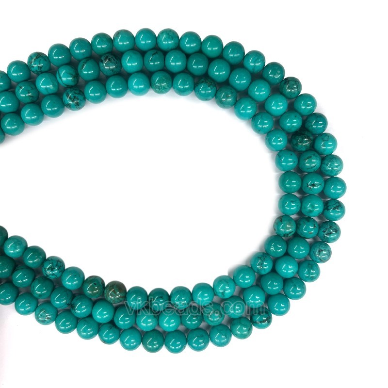 Dyed Blue Green Magnesite Turquoise Smooth Rounds, Approx 2-22mm, 38cm/strand