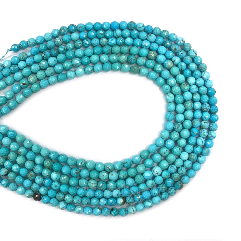 Dyed Blue Magnesite Turquoise Faceted Rounds, Approx 2-12mm, 38cm/strand