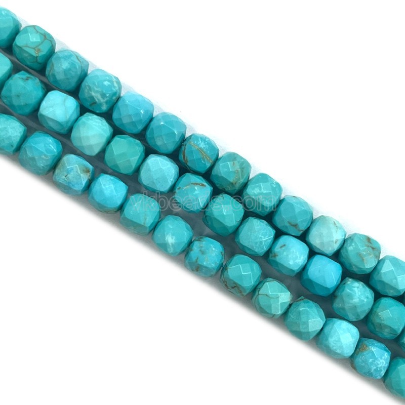 Dyed Blue Magnesite Turquoise Faceted Cubes, Approx 5-8mm, 38cm/strand