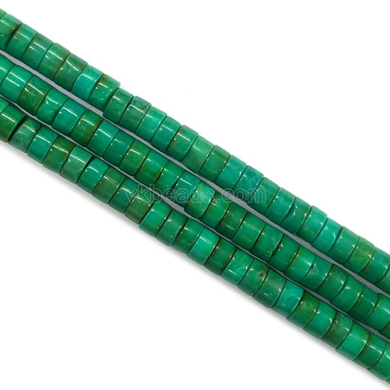 Dyed Green Magnesite Turquoise Heishi Spacer, Flat Round/Disc, Approx 2x3-3x8mm, 38cm/strand