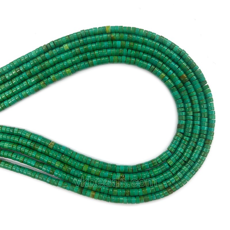 Dyed Green Magnesite Turquoise Heishi Spacer, Flat Round/Disc, Approx 2x3-3x8mm, 38cm/strand