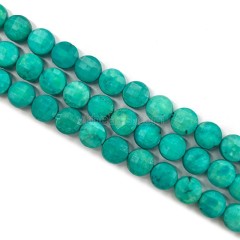 Dyed Green Magnesite Turquoise Faceted Coins, Approx 6-10mm, 38cm/strand