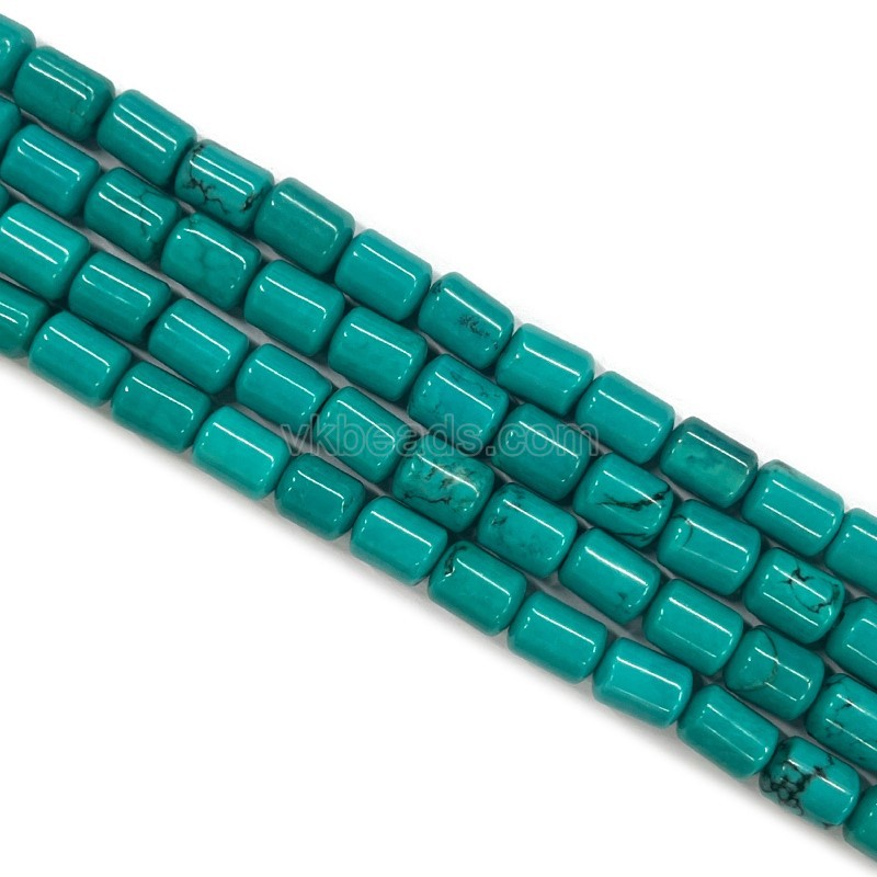 Dyed Blue Green Magnesite Turquoise Smooth Column, Approx 5x7-6x8mm, 38cm/strand
