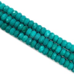 Dyed Blue Green Magnesite Turquoise Faceted Rondelles, Approx 3x4-5x10mm, 38cm/strand