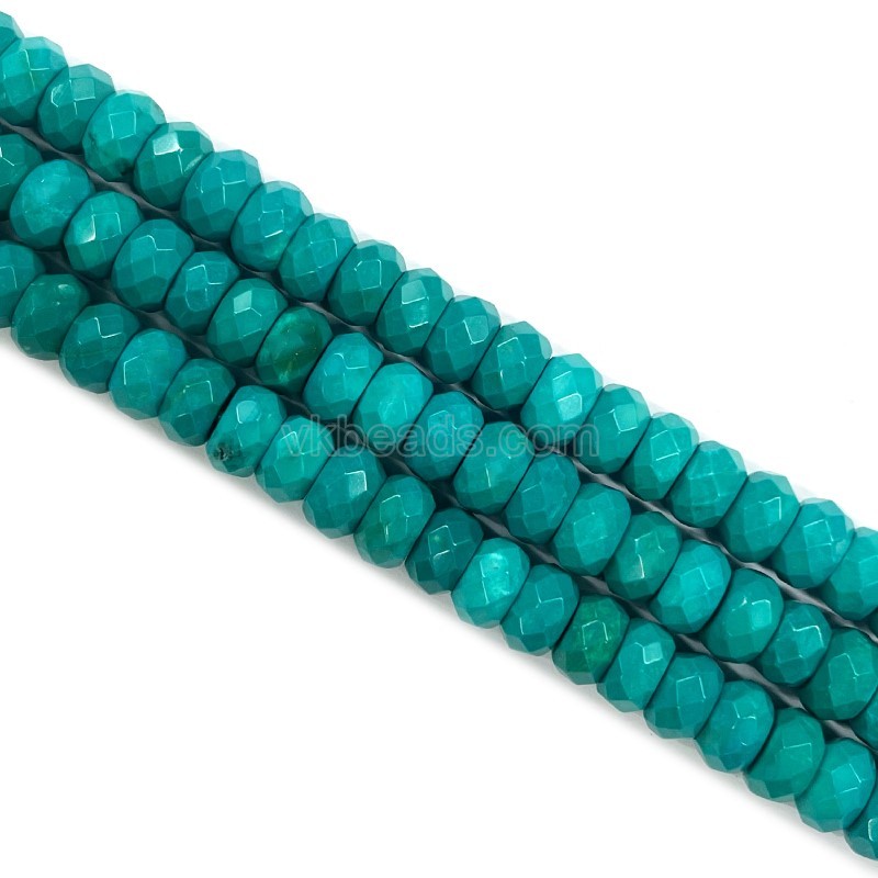 Dyed Blue Green Magnesite Turquoise Faceted Rondelles, Approx 3x4-5x10mm, 38cm/strand