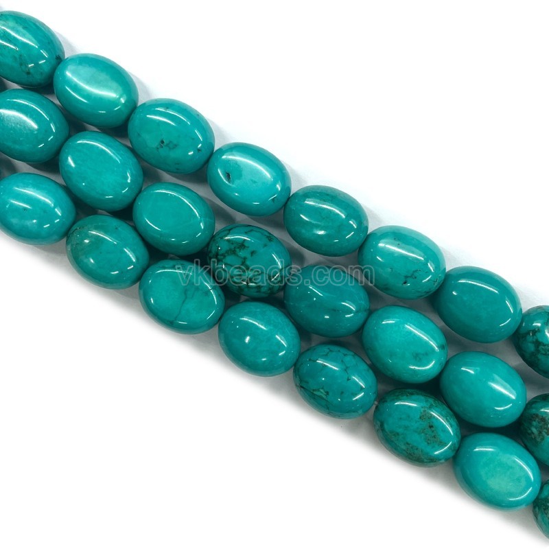 Dyed Blue Green Magnesite Turquoise Smooth Oval, Approx 8x10-15x18mm, 38cm/strand