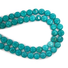 Dyed Blue Magnesite Turquoise Smooth Coins, Approx 12-14mm, 38cm/strand