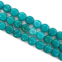 Dyed Blue Magnesite Turquoise Smooth Coins, Approx 12-14mm, 38cm/strand