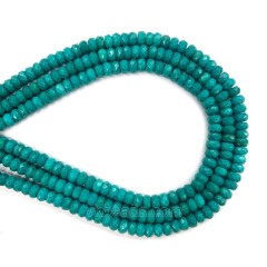 Dyed Blue Green Magnesite Turquoise Faceted Rondelles, Approx 3x4-5x10mm, 38cm/strand