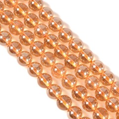 AB Color Plated Yellow Clear Quartz Smooth Rounds, Approx 4-12mm, 38cm/strand