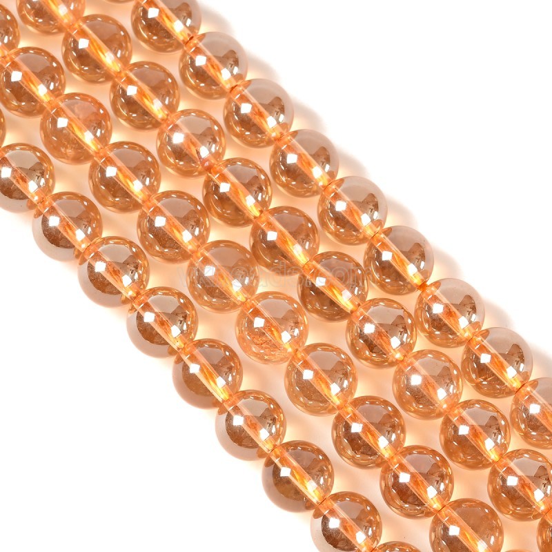 AB Color Plated Yellow Clear Quartz Smooth Rounds, Approx 4-12mm, 38cm/strand