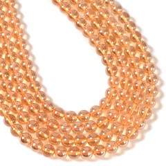 AB Color Plated Yellow Clear Quartz Smooth Rounds, Approx 4-12mm, 38cm/strand