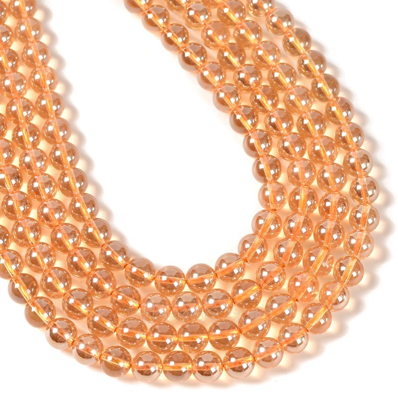 AB Color Plated Yellow Clear Quartz Smooth Rounds, Approx 4-12mm, 38cm/strand