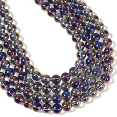 Rainbow Plated Purple Clear Quartz Smooth Rounds, Approx 4-12mm, 38cm/strand
