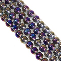 Rainbow Plated Purple Clear Quartz Smooth Rounds, Approx 4-12mm, 38cm/strand
