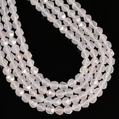 White Agate Star Cut Faceted Rounds, Approx 8mm, 38cm/strand