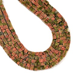 Unakite Cubes, Approx 4-6mm, 38cm/strand