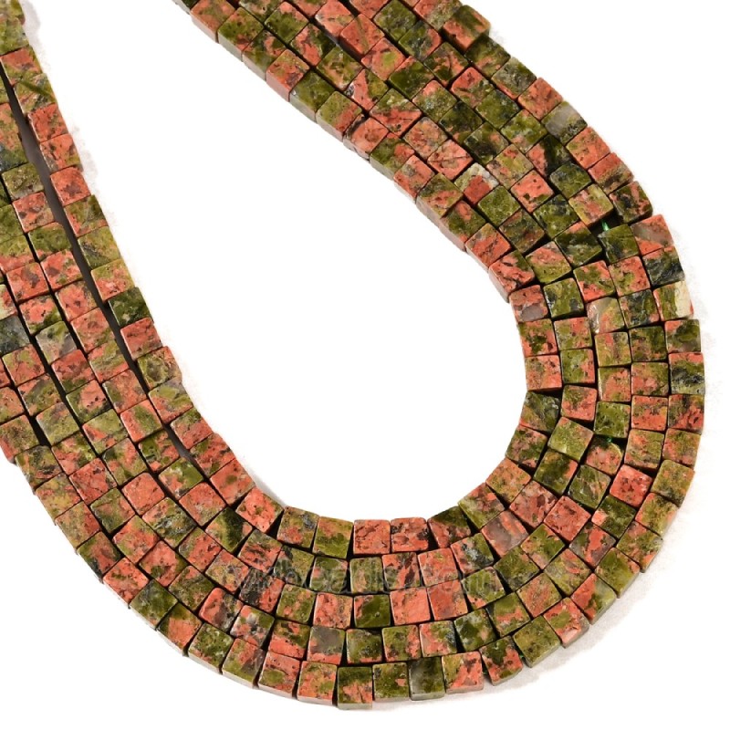 Unakite Cubes, Approx 4-6mm, 38cm/strand