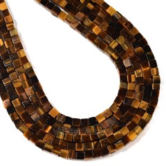 Yellow Tiger Eye Cubes, Approx 4-6mm, 38cm/strand