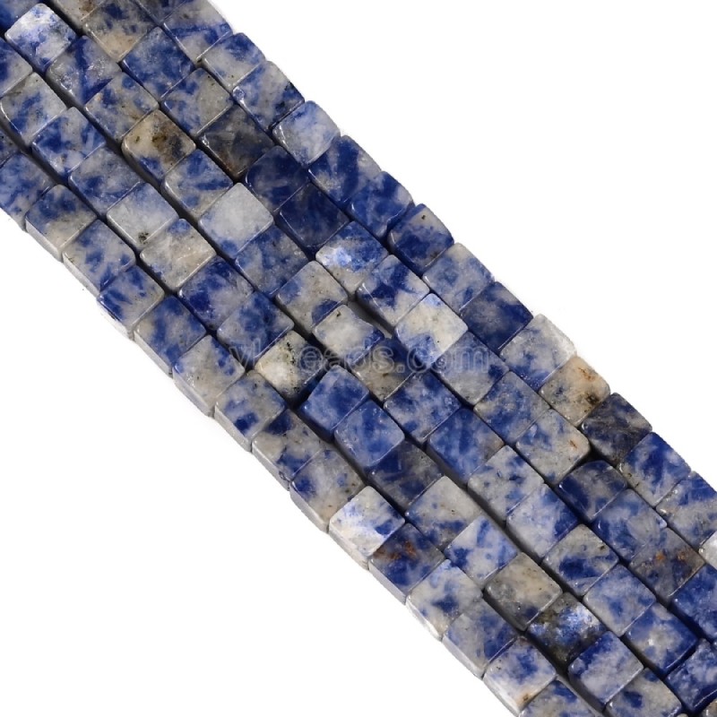White Spot Sodalite Cubes, Approx 4mm, 38cm/strand