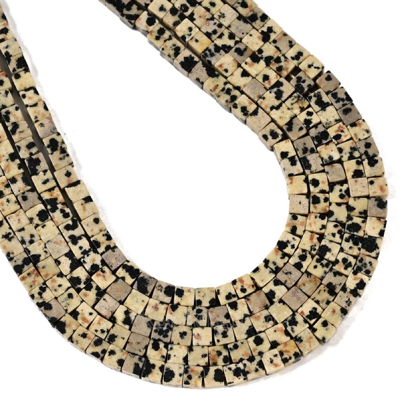 Dalmatian Jasper Cubes, Approx 4mm, 38cm/strand