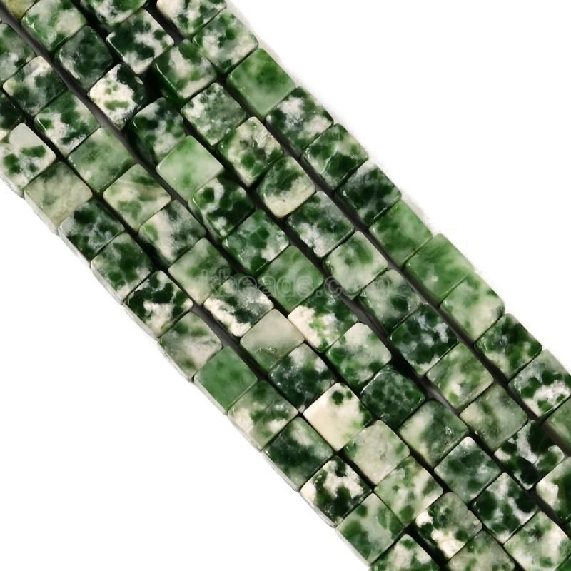 Green Spot Jasper Cubes, Approx 4mm, 38cm/strand