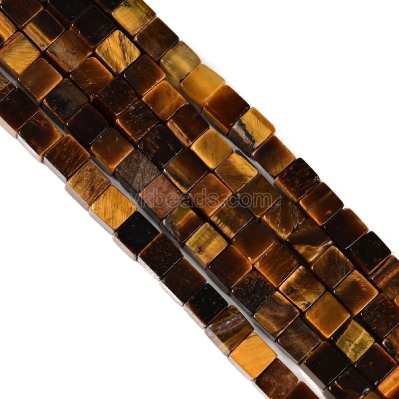 Yellow Tiger Eye Cubes, Approx 4-6mm, 38cm/strand