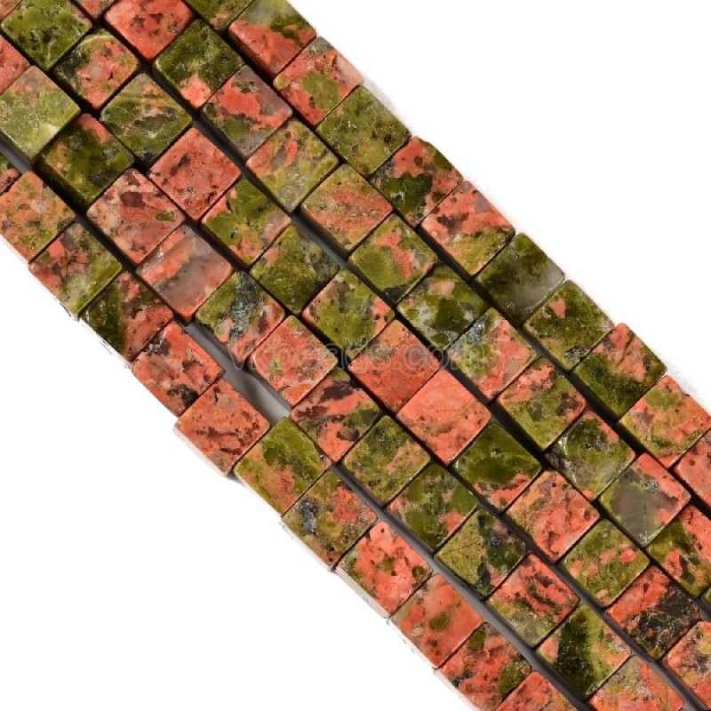 Unakite Cubes, Approx 4-6mm, 38cm/strand