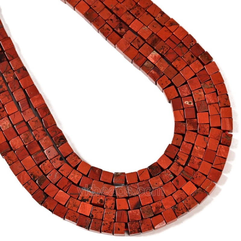 Red Jasper Cubes, Approx 4-6mm, 38cm/strand