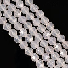 White Agate Star Cut Faceted Rounds, Approx 8mm, 38cm/strand