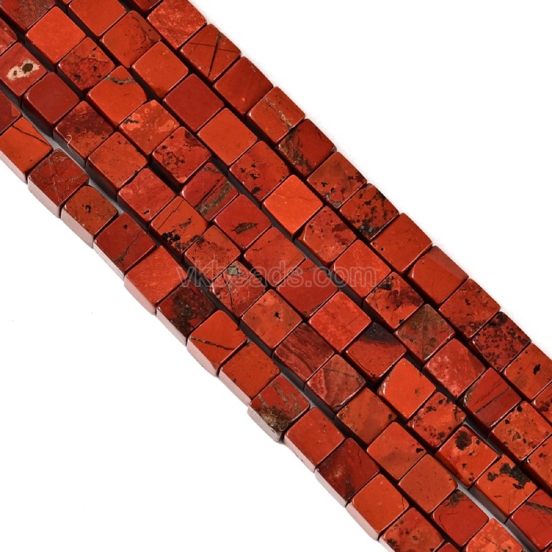 Red Jasper Cubes, Approx 4-6mm, 38cm/strand