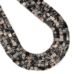 Black Vein Jasper Cubes, Approx 4mm, 38cm/strand