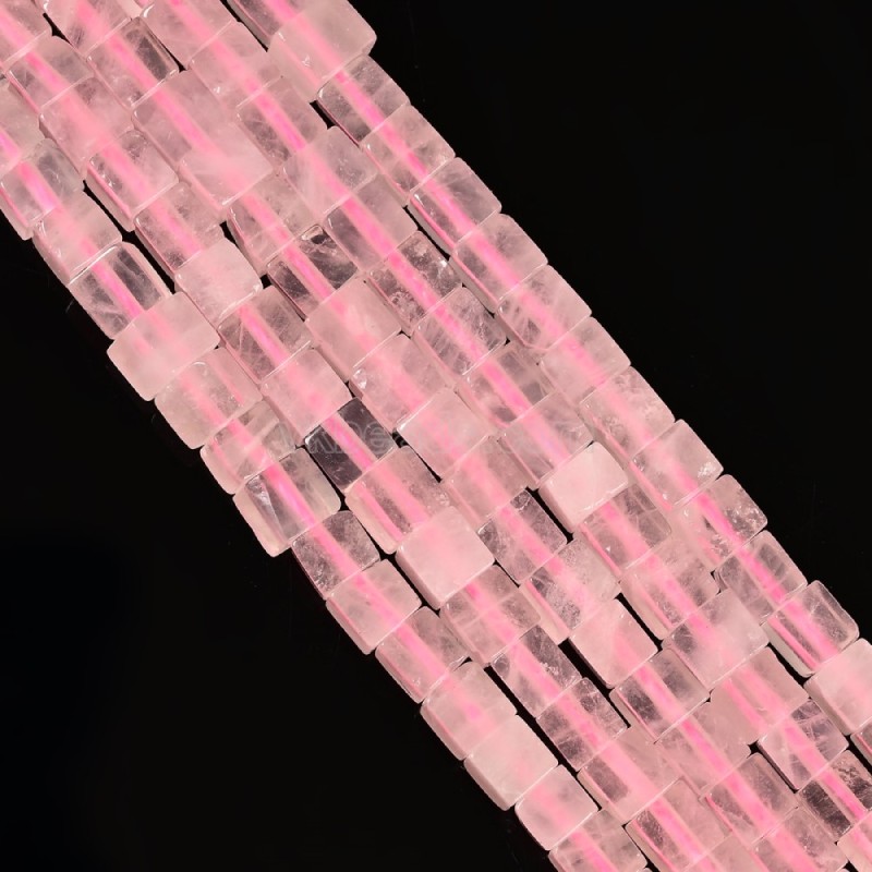Rose Quartz Cubes, Approx 4-6mm, 38cm/strand