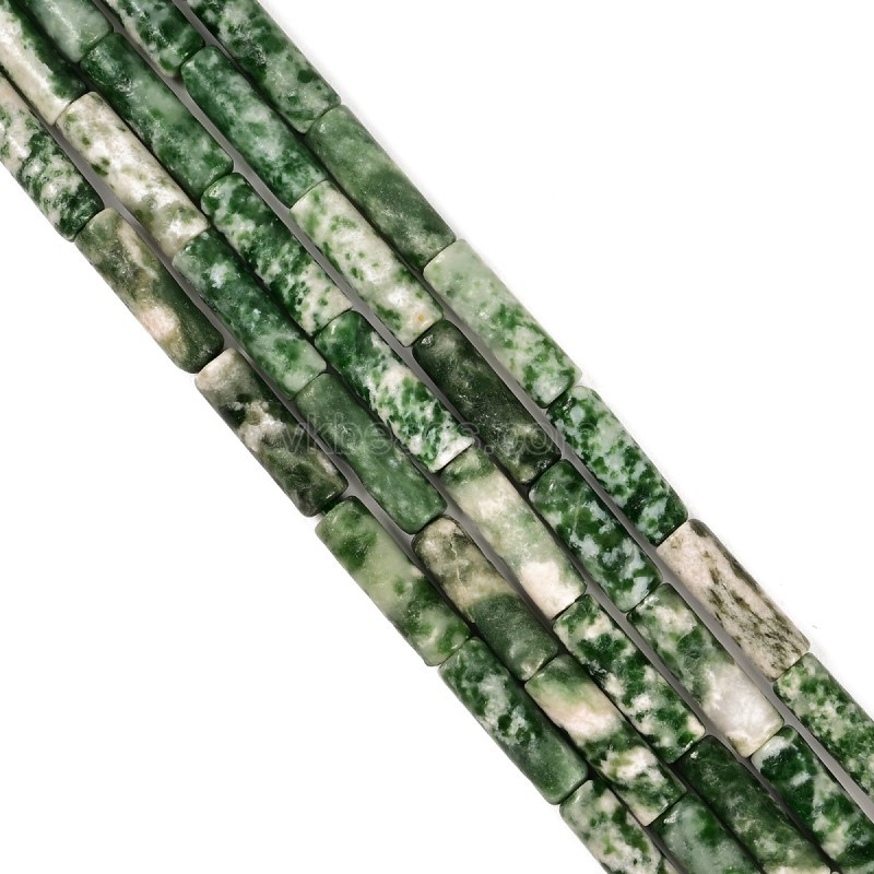 Green Spot Jasper Tubes, Approx 4x13mm, 38cm/strand