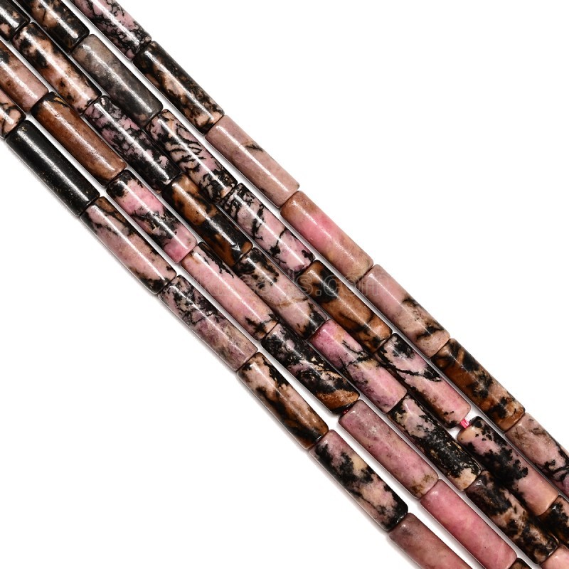 Rhodonite Tubes, Approx 4x13mm, 38cm/strand